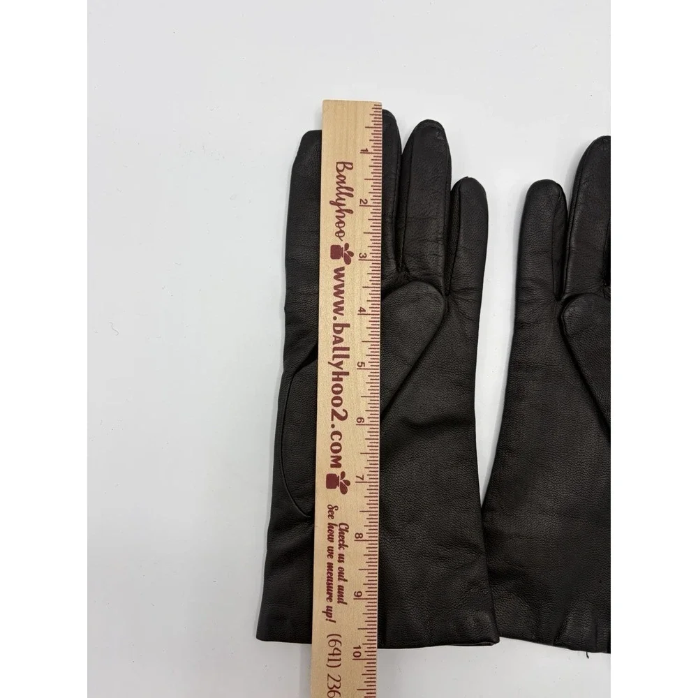 FOWNES BROTHERS Black Leather Cashmere Lined Gloves Size 8 (Medium)